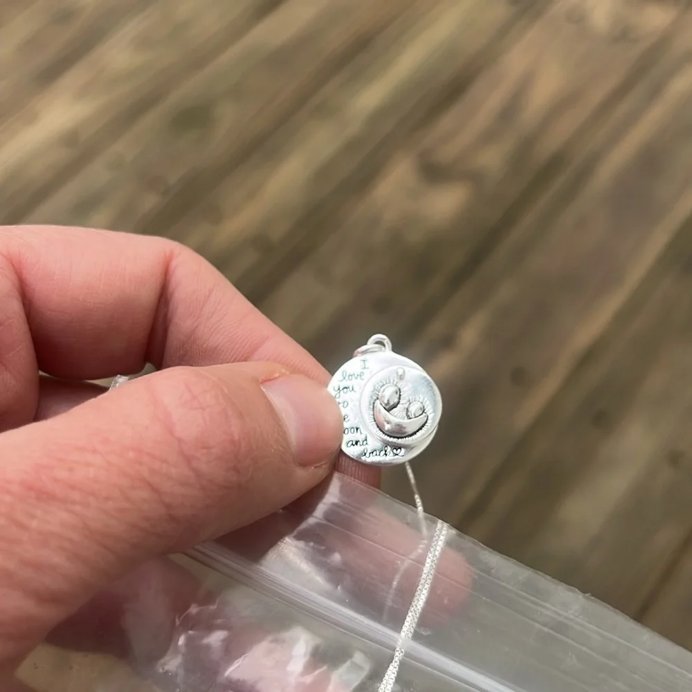 LA rocks sterling silver I love you to the moon and back pendant necklace NWT